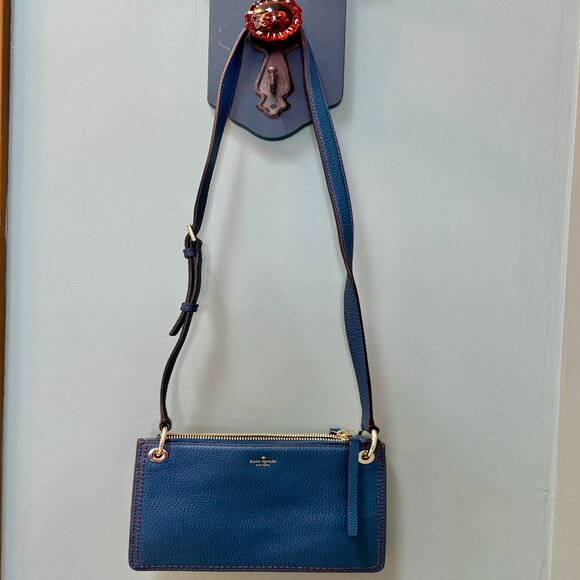 Kate Spade New York Navy Leather Crossbody Bag Pebbled - New - Never Used - Picture 3 of 15